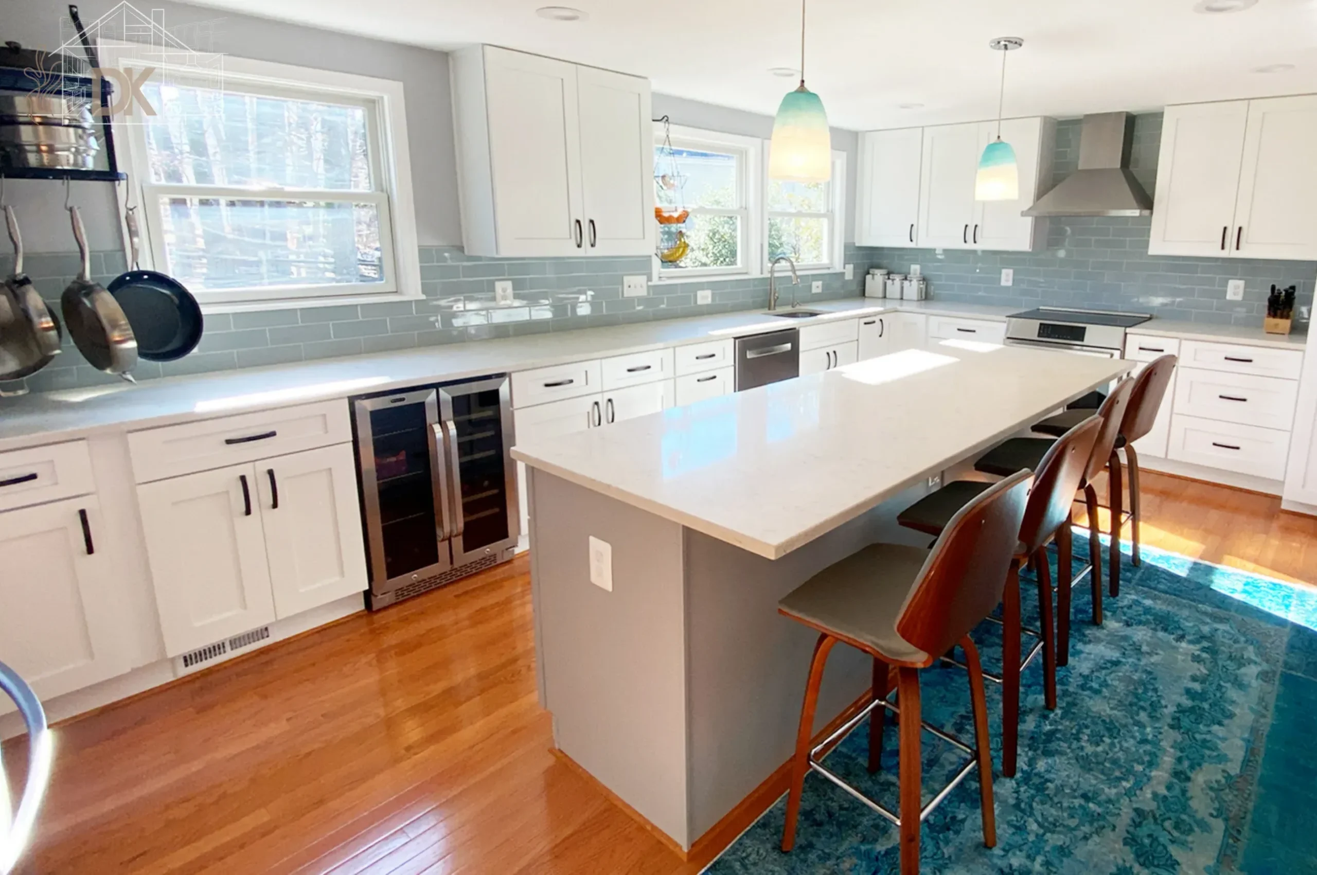 open-concept-kitchen-remodel-blue-subway-backsplash-quartz-island-fairfax-va