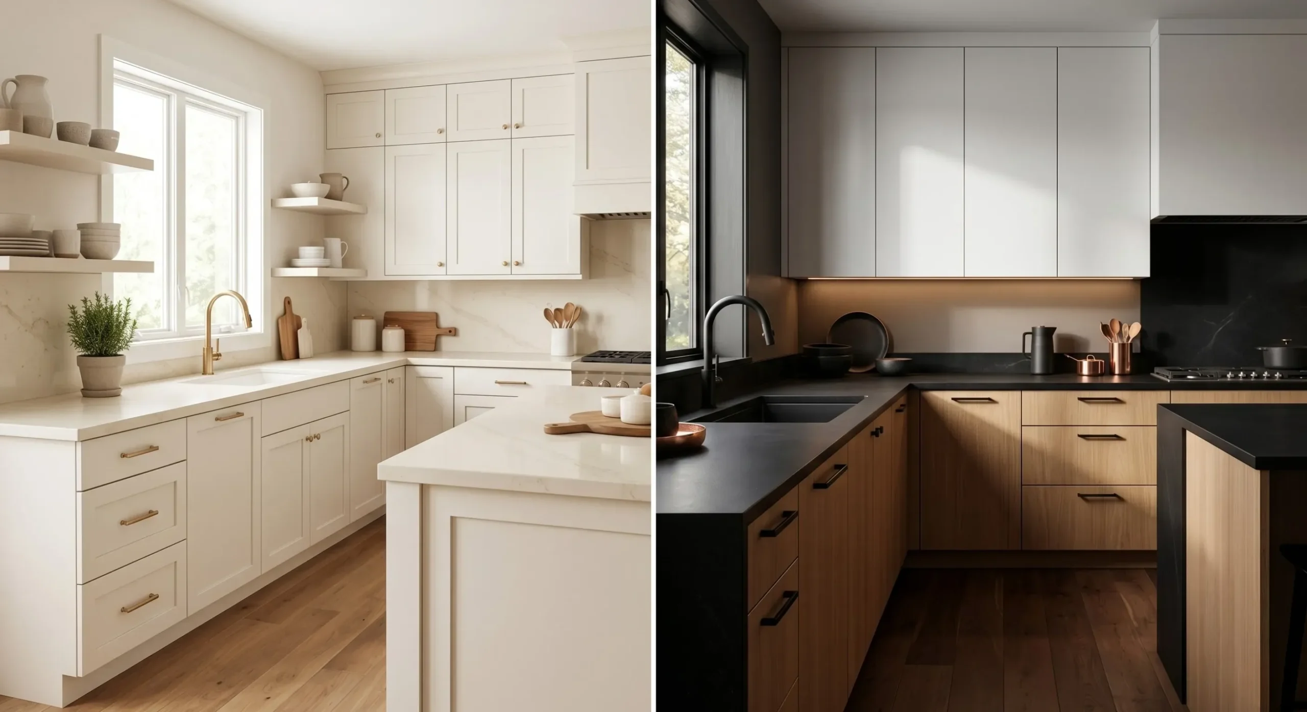 Soft white kitchen countertops Honed black kitchen countertops for contrast